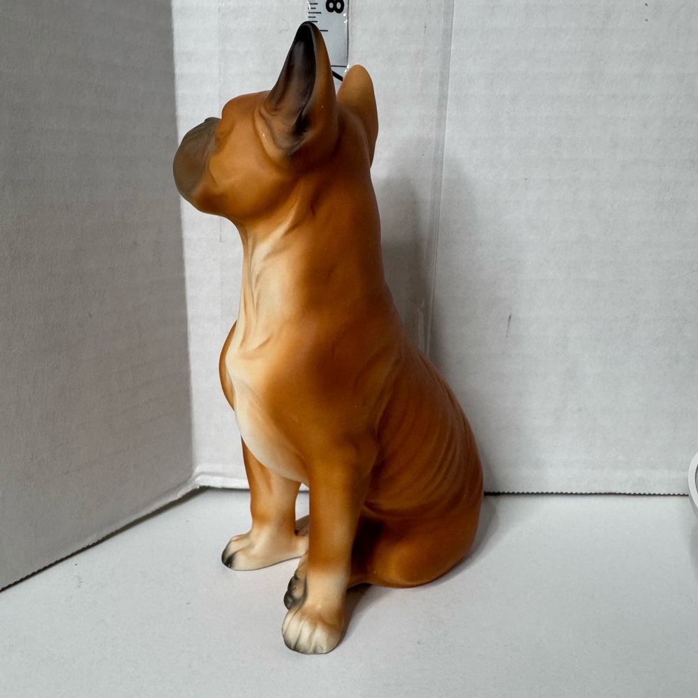 Boxer Vtg Dog Figurine 7” brown tan black it’s ceramic or porcelain 1970’s ? - Picture 5 of 14